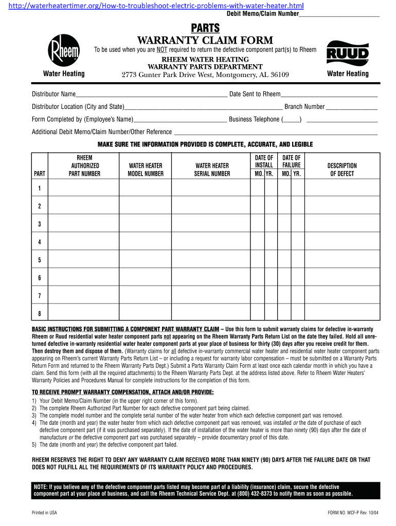  Rheem Warranty Registration 2004-2024