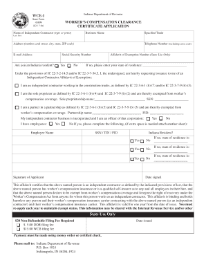 Workmans Comp Waiver Indiana  Form