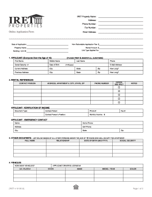 Iret Application  Form