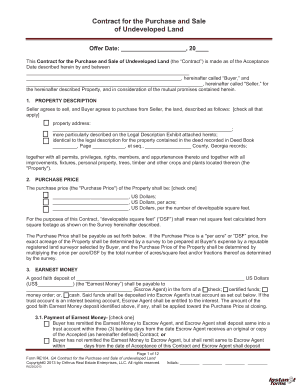 Unimproved Property Contract Example  Form