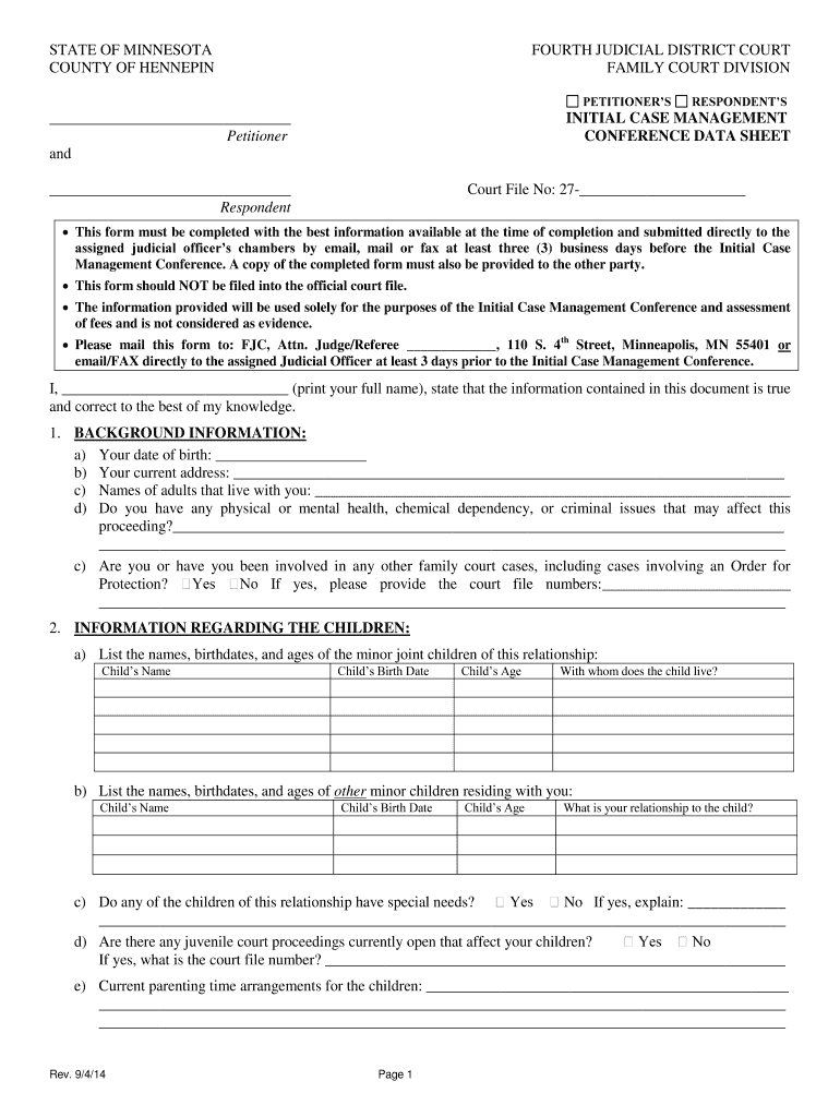  Hennepin County Icmc Form 2014-2024