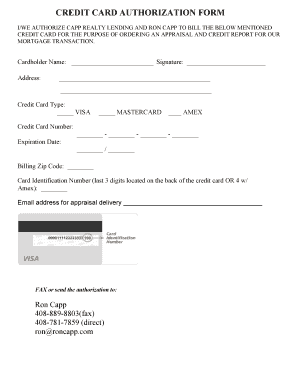 Credit Card Authorization Form