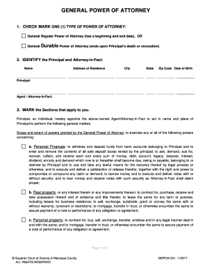 General Power of Attorney Superior Court Maricopa County Superiorcourt  Maricopa Form - Fill Out and Sign Printable PDF Template | signNow