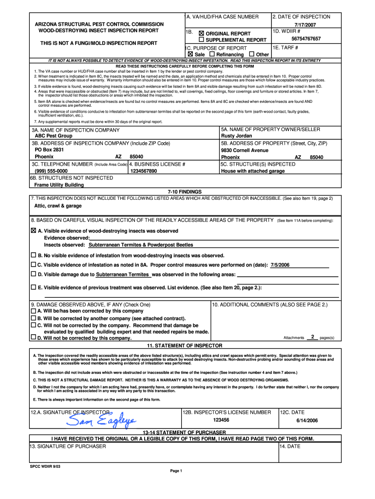 Pest Control Service Report Template PDF  Form