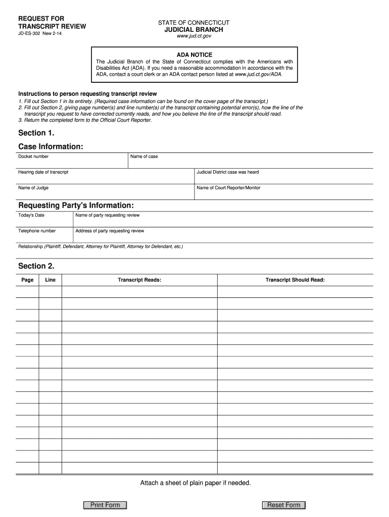 Transcript Jud Ct  Form