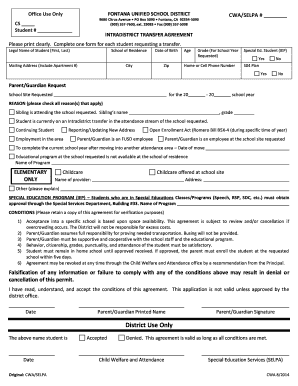  Fontana Unified School District Transfer 2014-2024