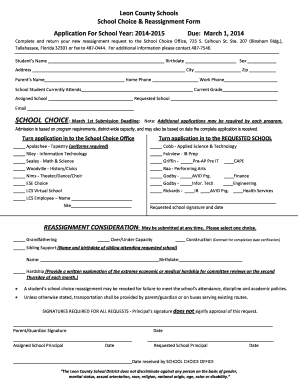 School Choice Leon County  Form