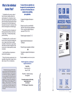 Individual Access Pass Application PDF New York State Parks Parks Ny  Form