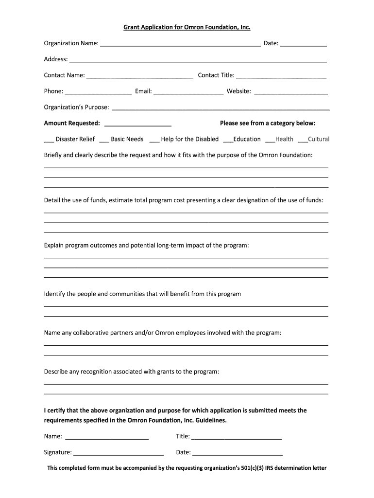 Omron Foundation  Form