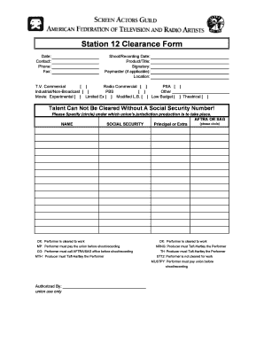 Sag Station 12  Form