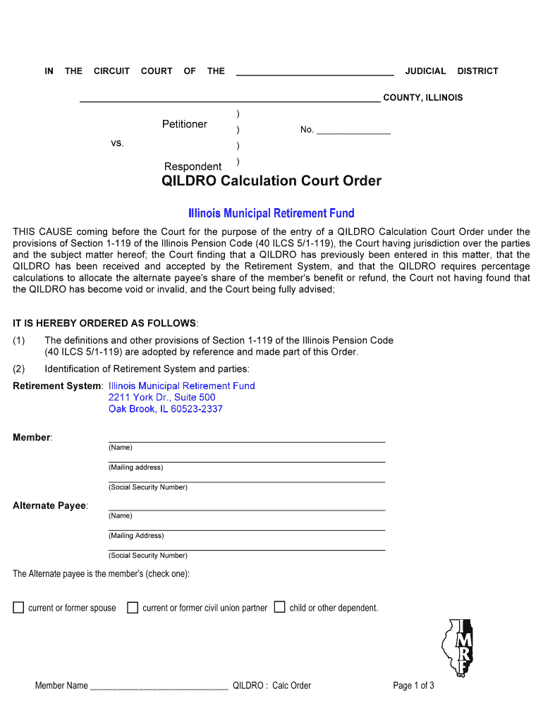 Quildro Calculation Court Order  Form
