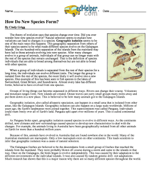 How Do New Species Form Worksheet Answer Key