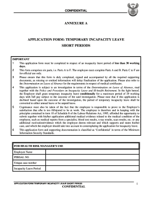 Long Term Incapacity Leave Form PDF