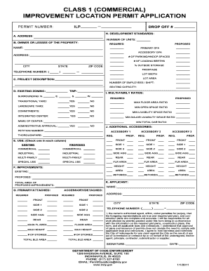 Class 1 Commercial Improvement Location Permit Application Indygov  Form