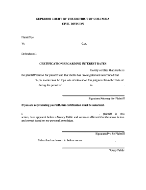 DCSC Form Certification Regarding Interest Rates Forms