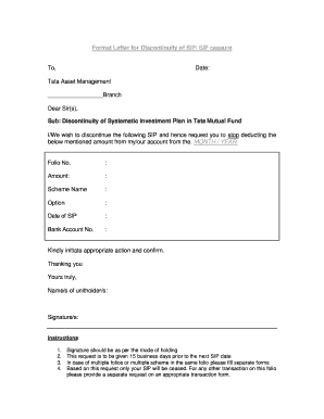 Tata Sip Cancellation Form