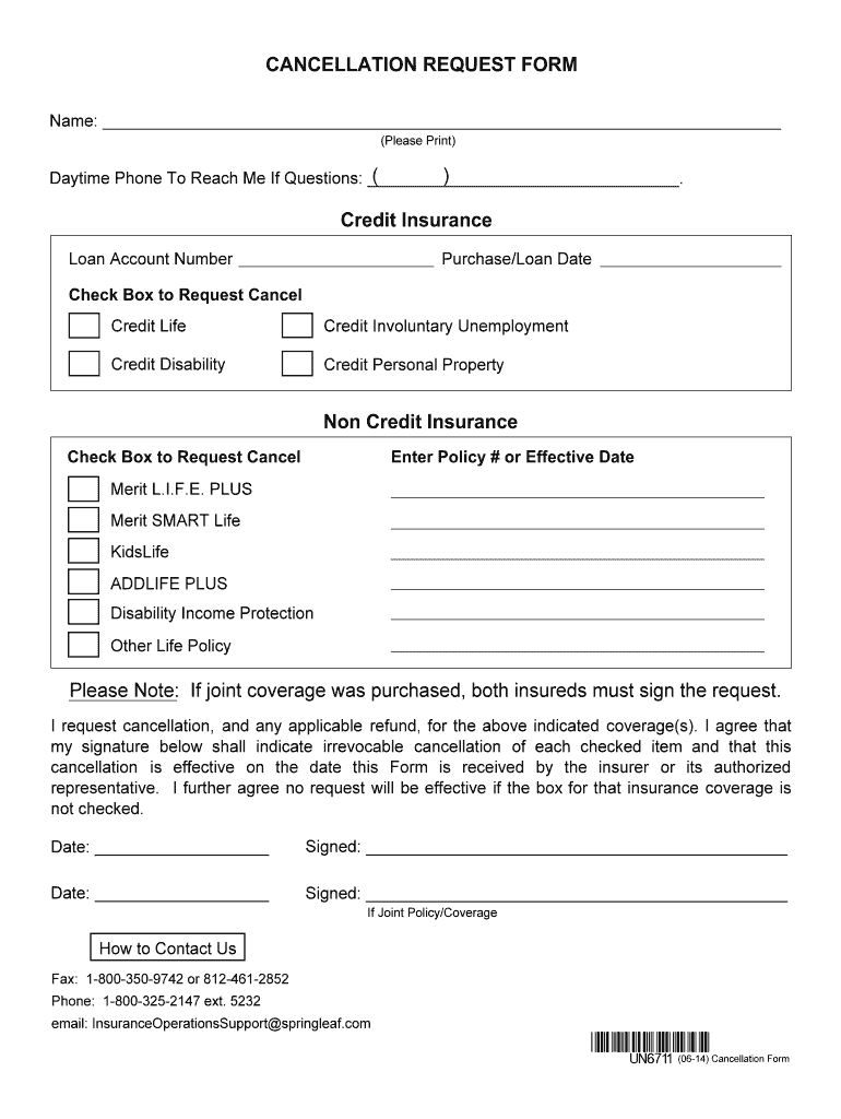  Insurance Cancellation Form 2014-2024