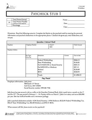 Navigating Paycheck Stubs Answer Key  Form