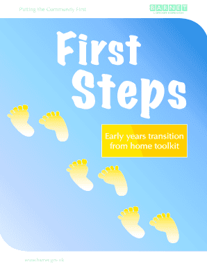 First Steps Booklet Early Years Transition from Home Toolkit Barnet Gov  Form