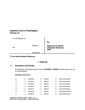 Response to Petition Washington State Courts  Form