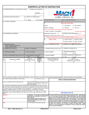 Shippers Ltr of Instruction Mach 1 Global Services  Form