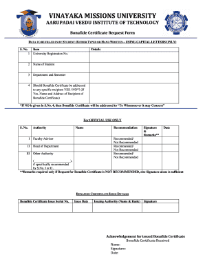Vinayaka Mission University Salem Degree Verification  Form