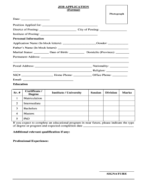 Tevta Jobs Application Form