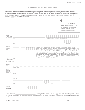 Sponsoring Broker Form