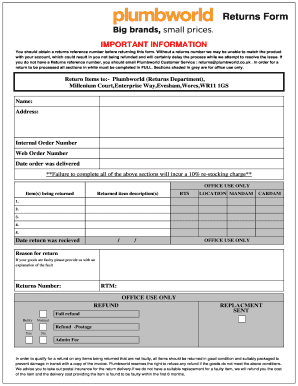 Plumbworld Review Form