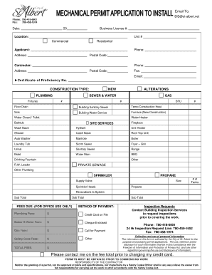 Mechanical Permit Application PDF City of St Albert Stalbert  Form