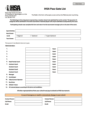 Ihsa Pass List  Form