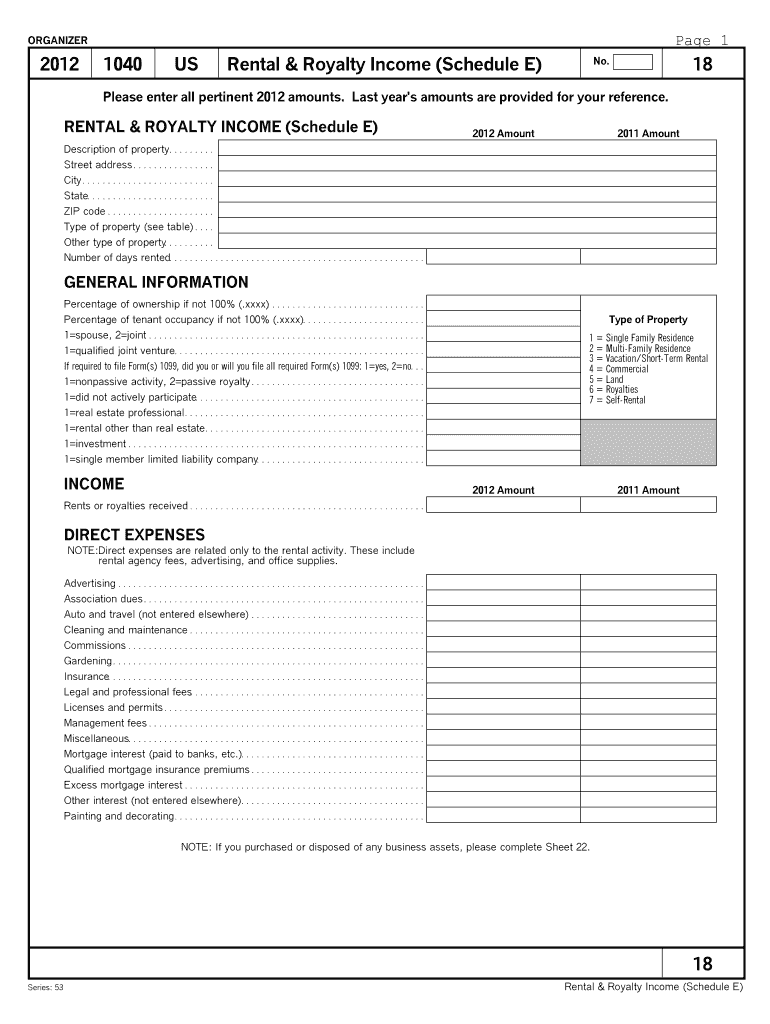 Printable Tax Schedule E 20122024 Form Fill Out and Sign Printable