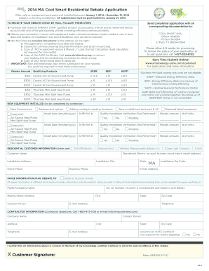 MA Cool Smart Residential Rebate Application  Form