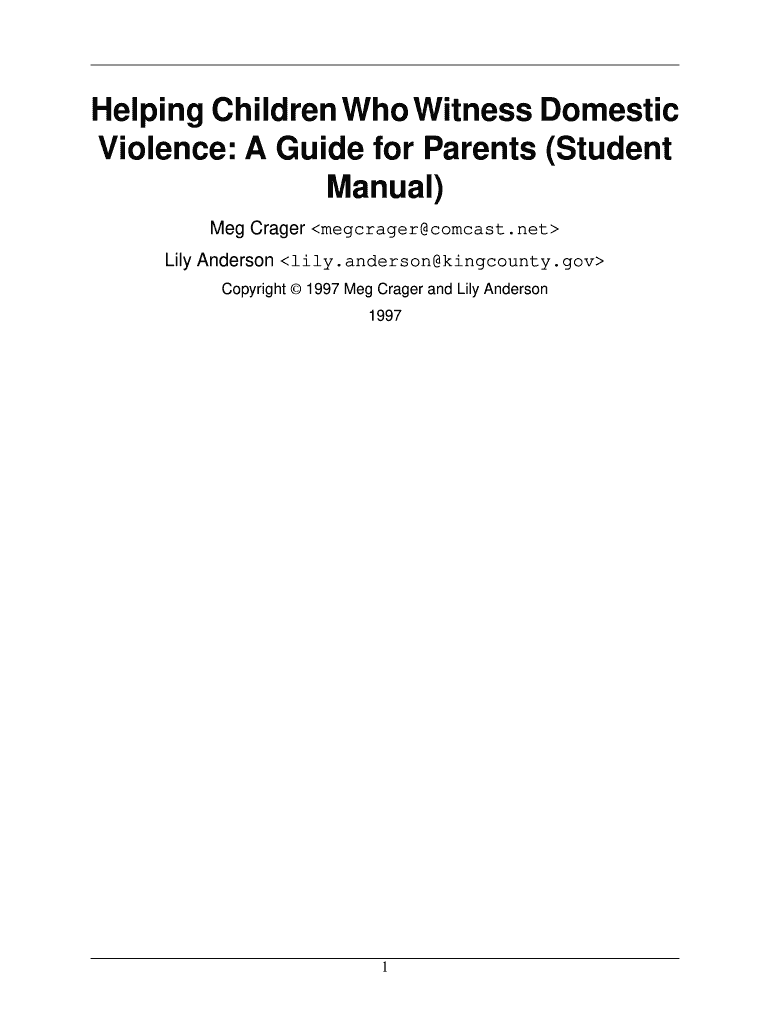 Helping Children Who Witness Domestic Violence a  Form