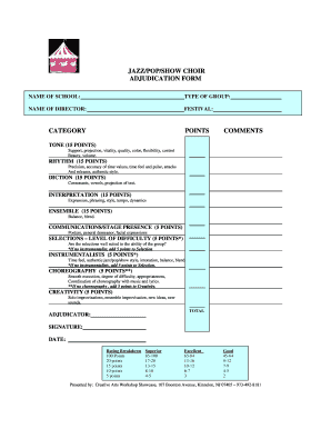 Music Adjudication Sheets  Form