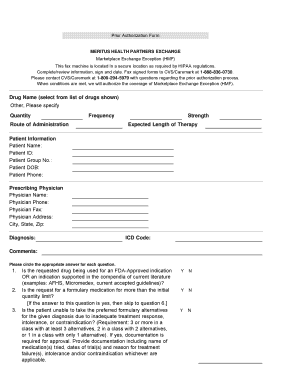 Prior Auth for Meritus Medication Form