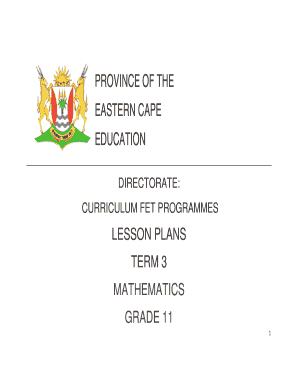 Grade 11 Mathematics Lesson Plans Term 2 PDF  Form