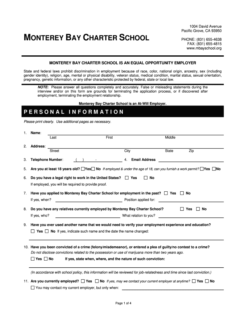 Application Form, Click Here  Monterey Bay Charter School  Mbayschool