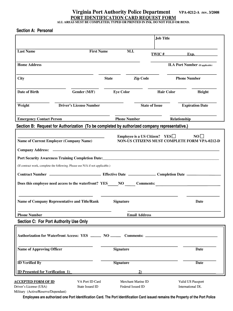 Online Port ID Form