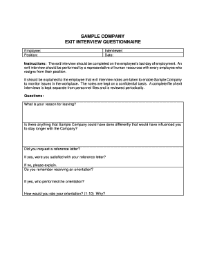 Exit Interview Meeting Invite  Form