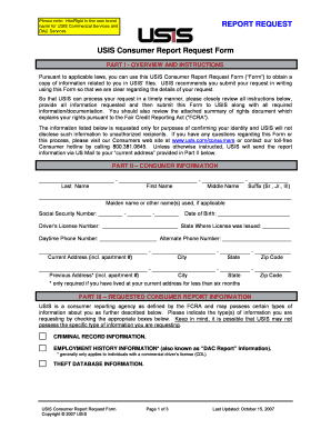 Usis Consumer Department  Form