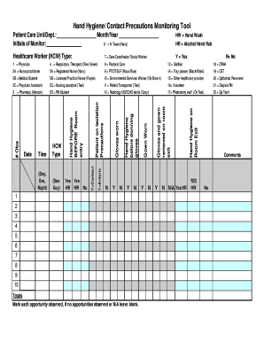 Hand Hygiene Audit Tool Excel  Form