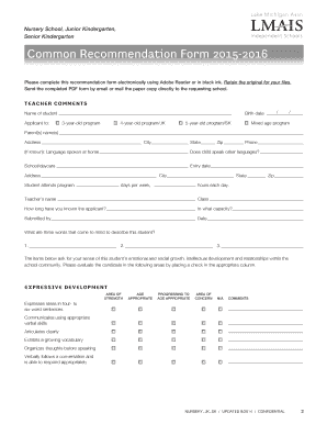 Lmais Common Recommendation Form