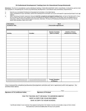 Professional Development Tracking Form