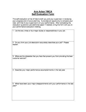 Employee Self Evaluation Questions  Form