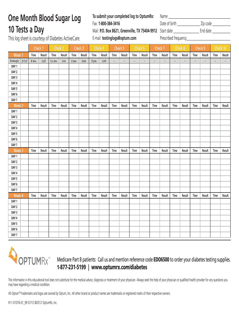 Printable Blood Pressure and Blood Sugar Log Sheet PDF Form Fill Out