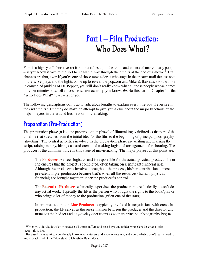 Get and Sign Film 125 the Textbook Copyright Lynne Lerych PDF Form