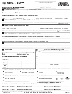 T L VIREMENT WIRE TRANSFER Banque Nationale  Form