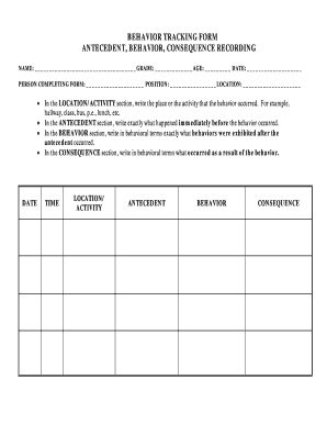 Antecedentbehaviourconsequence Form