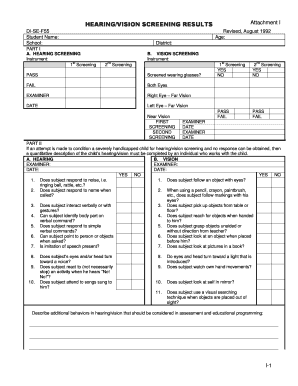 Vision and Hearing Screening Form